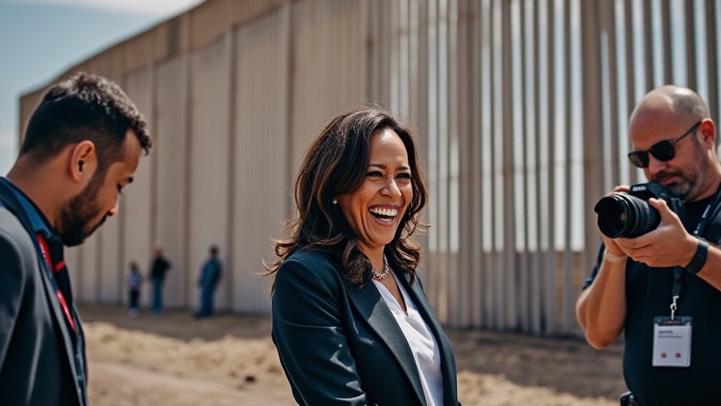 Kamala en la valla fronteriza